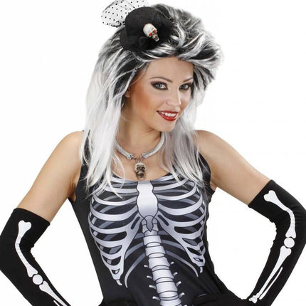 Halloweenartikel mini hoge hoed schedel