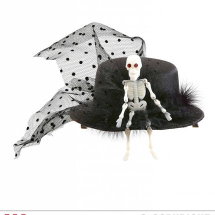 Halloweenartikel mini hoge hoed skelet