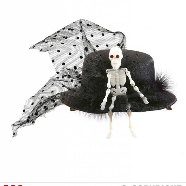 Halloweenartikel mini hoge hoed skelet