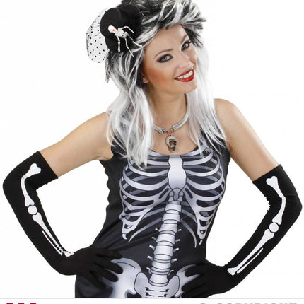 Halloweenartikel mini hoge hoed skelet