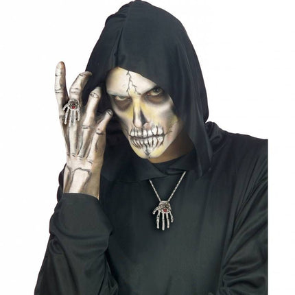 Halloweenartikel ring skelethand