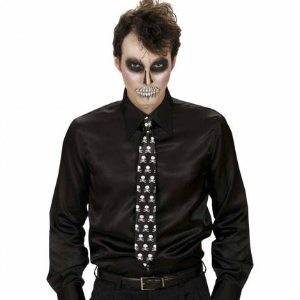 Halloweenartikel satijnen stropdas met schedels