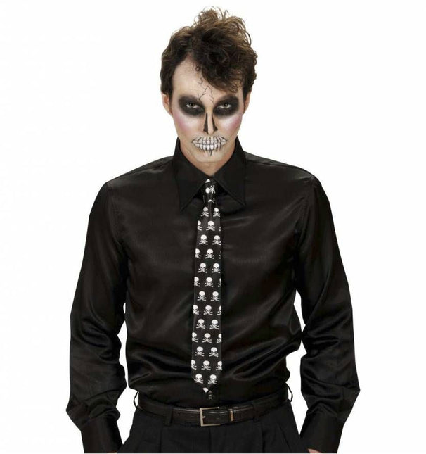 Halloweenartikel satijnen stropdas met schedels