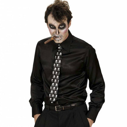 Halloweenartikel satijnen stropdas met schedels