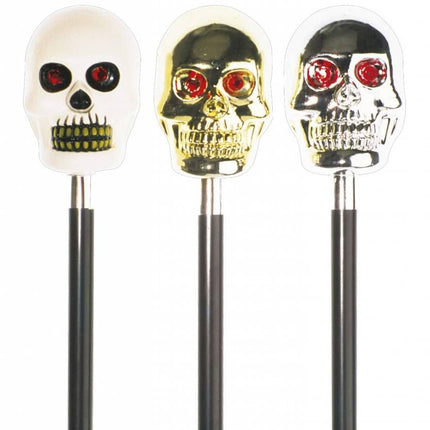 Halloweenartikel schedelwandelstok met geluid