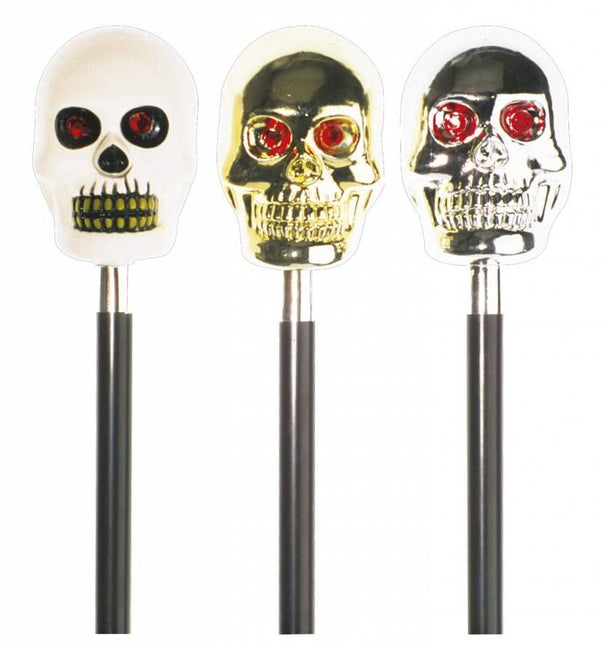 Halloweenartikel schedelwandelstok met geluid