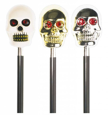 Halloweenartikel schedelwandelstok met geluid