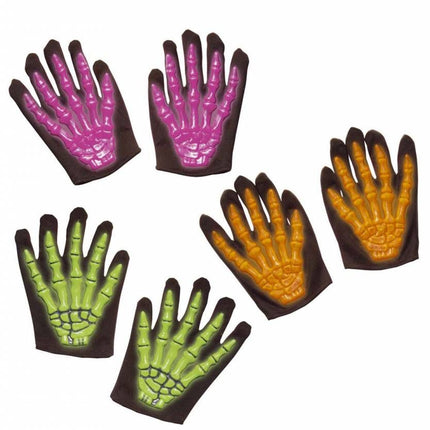 Halloweenartikel skelethandschoenen 3d neon l.i.d.