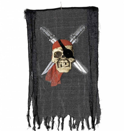 Halloweenartikelen banner piratenschedel met zwaard