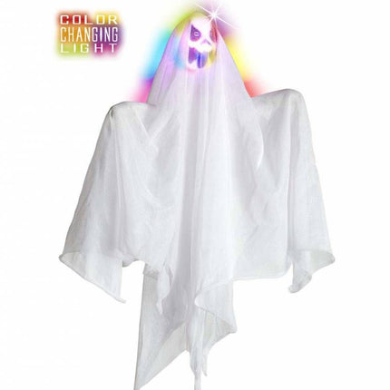 Halloweenartikelen geest met meerkleurig licht 50cm