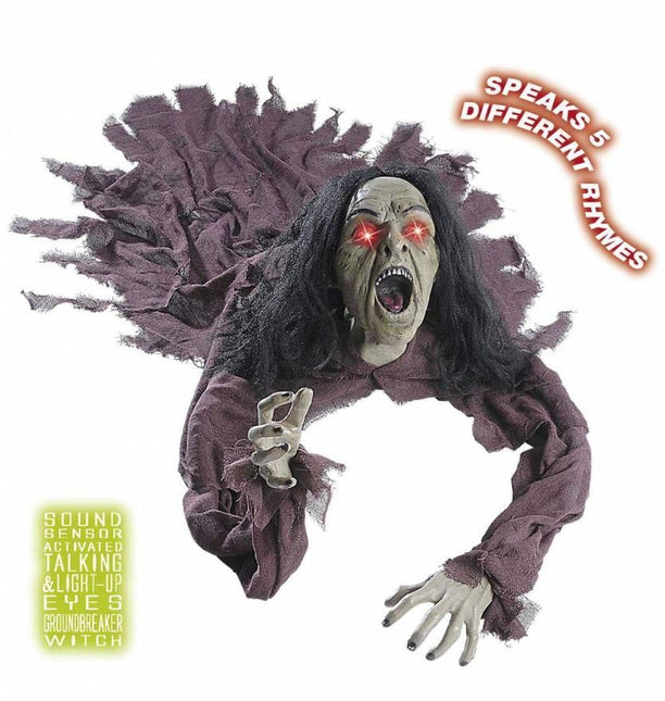 Halloweenartikelen pratende heks groundbreaker