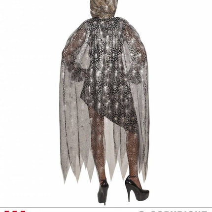 Halloweenkleding: Cape spinnenweb (136 cm)