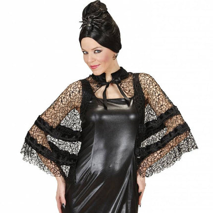 Halloweenkleding cape zwarte weduwe