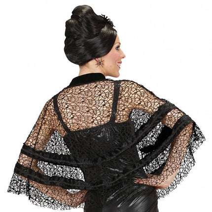 Halloweenkleding cape zwarte weduwe