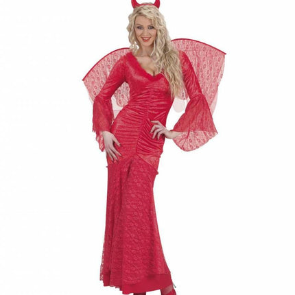 Halloweenkleding duivelin fluweel met kant