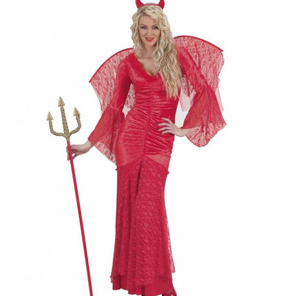 Halloweenkleding duivelin fluweel met kant