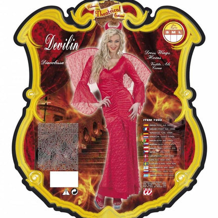 Halloweenkleding duivelin fluweel met kant