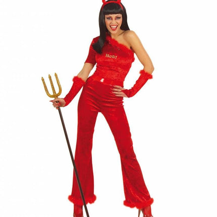 Halloweenkleding duivelse dame fiberoptisch