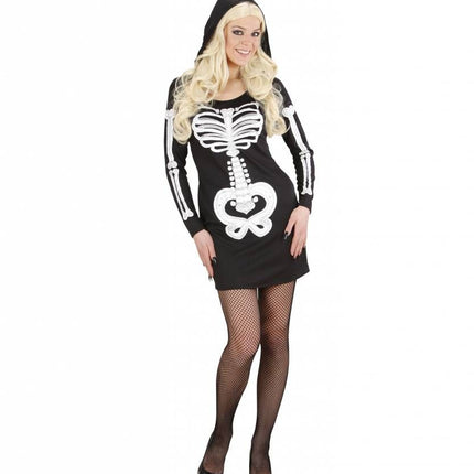 Halloweenkleding glamour skelet meisje