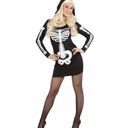 Halloweenkleding glamour skelet meisje