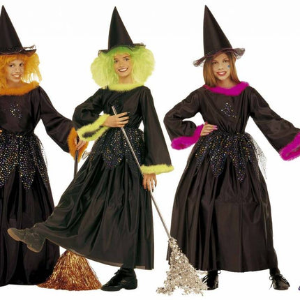 Halloweenkleding heks met veren