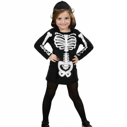Halloweenkleding skelet meisje