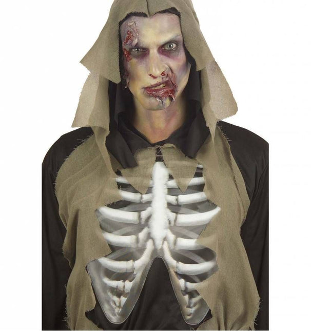 Halloweenkleding: Zombie met openliggend geraamte