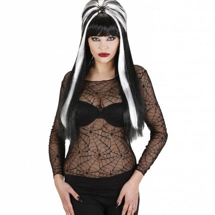 Halloweenkleding zwart spinneweb shirt