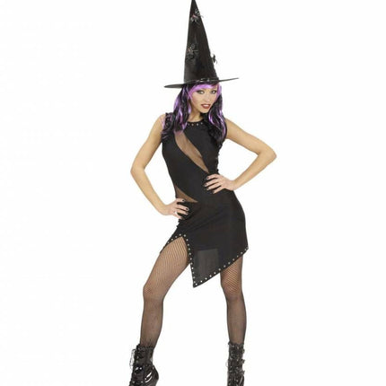Halloweenkleding zwarte jurk voor heks of rocker