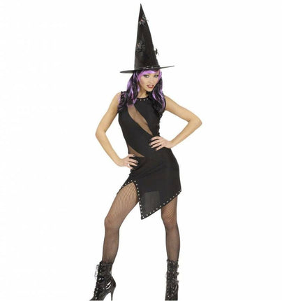 Halloweenkleding zwarte jurk voor heks of rocker