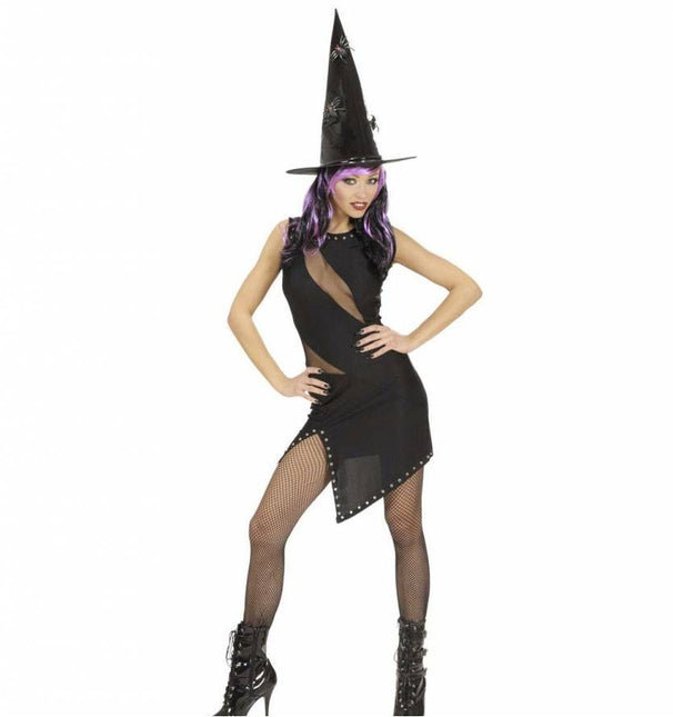 Halloweenkleding zwarte jurk voor heks of rocker