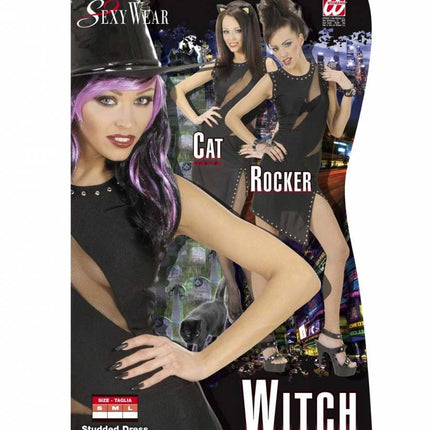 Halloweenkleding zwarte jurk voor heks of rocker