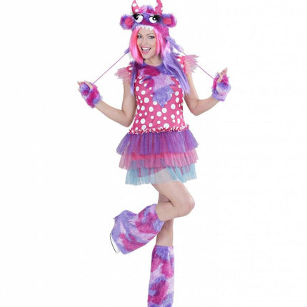 Halloweenkostuum roze monster meisje