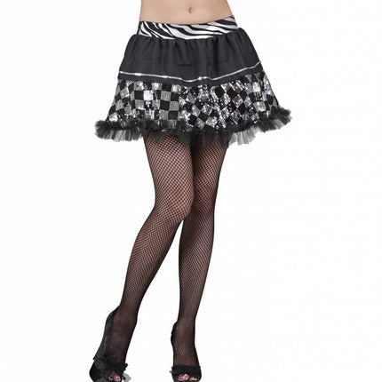 Halloweenkostuum tutu pailletten zwart/zilver