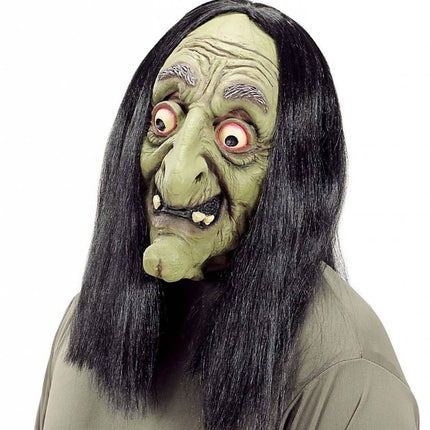 Halloweenmasker: Enge heksen maskers met pruik