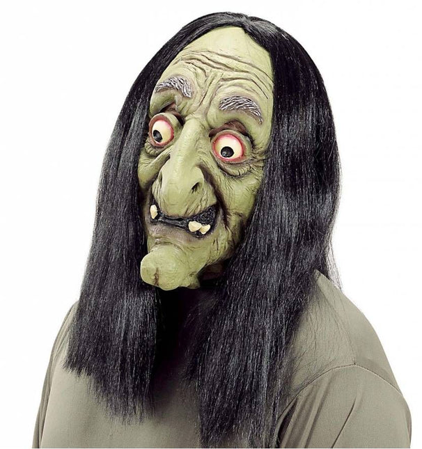 Halloweenmasker: Enge heksen maskers met pruik