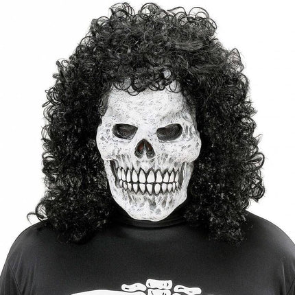 Halloweenmasker: Schedel maskers met krulpruik