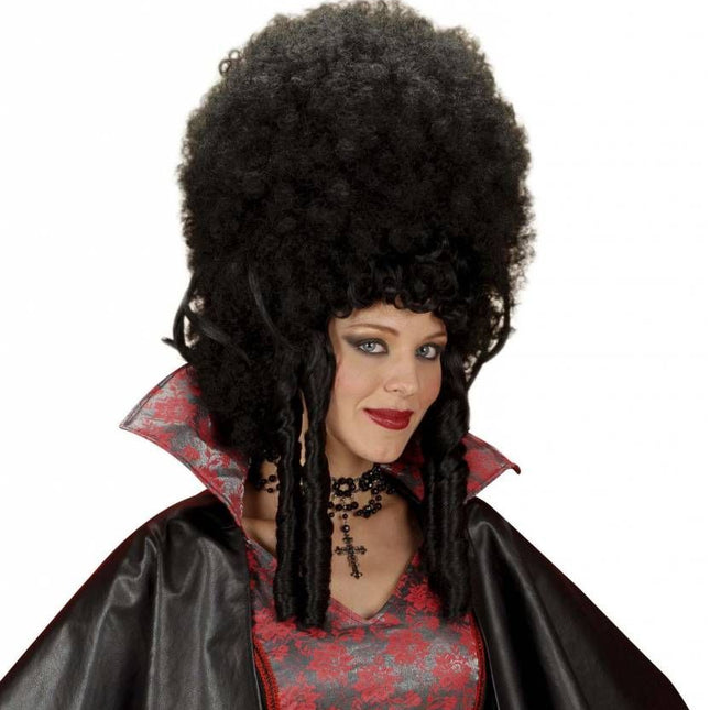 Halloweenpruik madame Bovary zwart