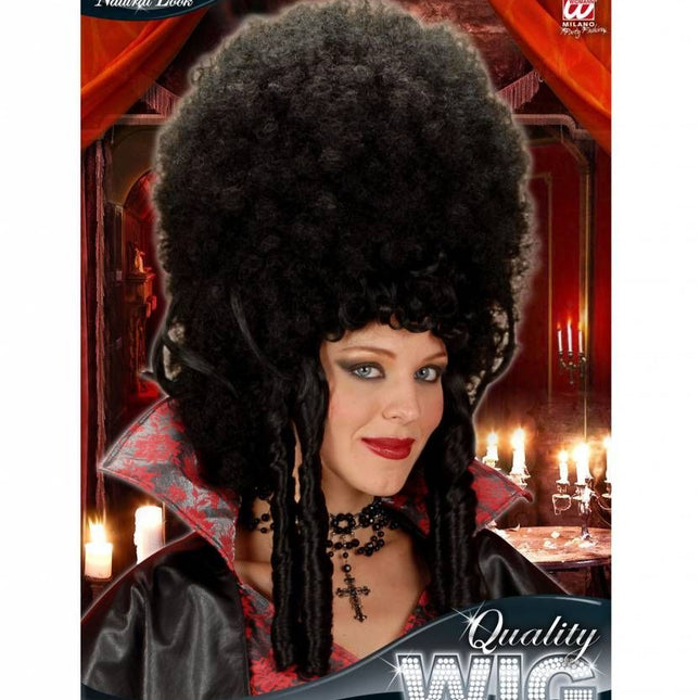 Halloweenpruik madame Bovary zwart