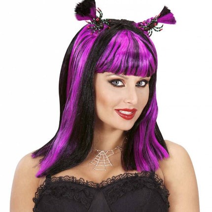 Halloweenpruik volwassen met spinnen