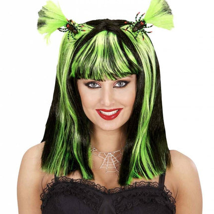 Halloweenpruik volwassen met spinnen