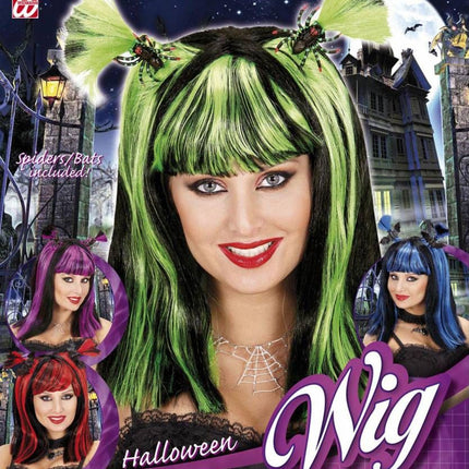 Halloweenpruik volwassen met spinnen