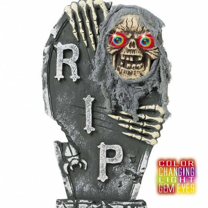 Horroraccessoires: Grafsteen R.I.P 60 cm met wisselende lichtkleuren