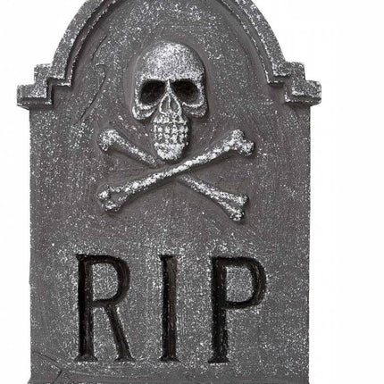Horroraccessoires: Grafsteen RIP doodskop 57 cm