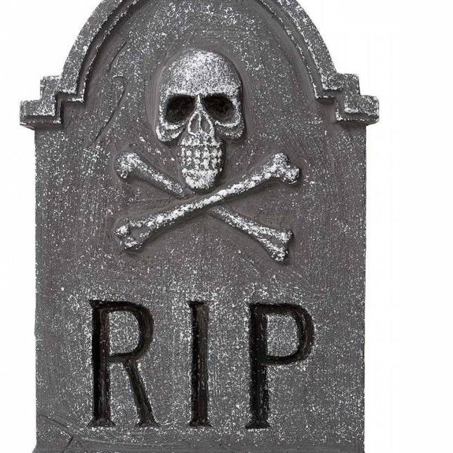 Horroraccessoires: Grafsteen RIP doodskop 57 cm