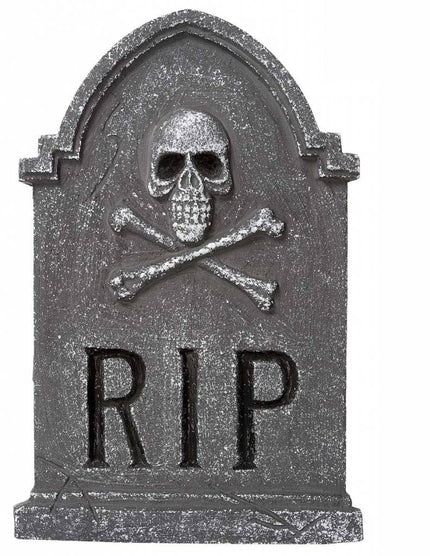 Horroraccessoires: Grafsteen RIP doodskop 57 cm