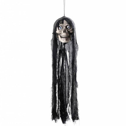 Horroraccessoires: Schedel met lang haar 70cm