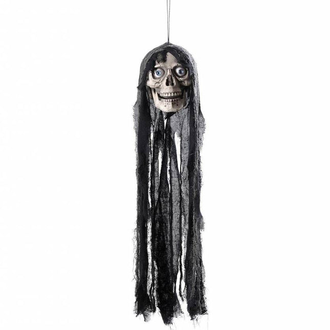 Horroraccessoires: Schedel met lang haar 70cm