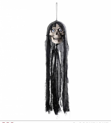 Horroraccessoires: Schedel met lang haar 70cm