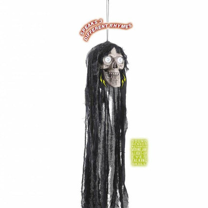 Horroraccessoires: Schedel met lang haar 70cm